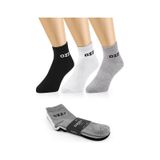 Ozzy Socks 3 Çift Kısa Konçlu Tenis Spor Çorabı Asorti Paket Siyah - Beyaz - Gri