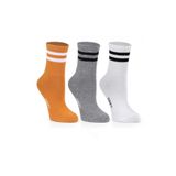 OZZY SOCKS 3 Çift Pamuklu Renkli Çizgili Fitilli Kolej Çorabı- Spor Kadın Çorap, Tenis Çorabı (Sarı-Beyaz-Gri, 36-40)