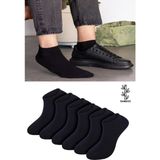 Ozzy Socks 6 Çift Bambu Siyah Erkek Dikişsiz Patik Çorap 4 Mevsim Dayanıklı Topuk ve Burun - 40 - 44 - 0TB-Siyah