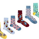OZZY SOCKS 6 Çift Baskılı Organik Pamuklu Dikişsiz Erkek Çorap Seti - Desenli Çorap Asorti-7 (43-46)