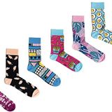 OZZY SOCKS 6 Çift Baskılı Organik Pamuklu Dikişsiz Kadın Çorap Seti - Desenli Çorap Asorti-10 (35-38)