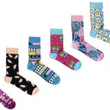 OZZY SOCKS 6 Çift Baskılı Organik Pamuklu Dikişsiz Kadın Çorap Seti - Desenli Çorap Asorti-10 (39-42)
