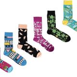 OZZY SOCKS 6 Çift Baskılı Organik Pamuklu Dikişsiz Kadın Çorap Seti - Desenli Çorap Asorti-11 (39-42)
