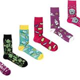 OZZY SOCKS 6 Çift Baskılı Organik Pamuklu Dikişsiz Kadın Çorap Seti - Desenli Çorap Asorti-12 (35-38)