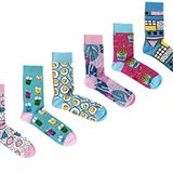 OZZY SOCKS 6'lı Organik Pamuklu Dikişsiz Kadın Çorap Seti - Canlı Renkler ve Desenlerle, Rahat ve Yumuşak, Asorti-4 (35-38)