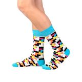 OZZY SOCKS Blok Desenli Organik Pamuklu Tek Çift Çorap - Konforlu ve Renkli Tasarım (39-42)