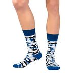 OZZY SOCKS Camou Desenli Pamuklu Çorap - Desenli Eğlenceli ve Rahat Tasarım Hediye Çorap (Mavi, 43-46)