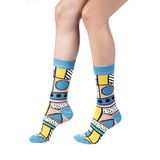 OZZY SOCKS Geo Desenli Pamuklu Çorap - Eğlenceli ve Rahat Tasarım Hediye Çorap (Açık Mavi / 35-38)