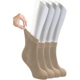 Ozzy Socks Kadın 4 Çift Bambu Lastiksiz Sıkmayan Diabetik Bilek Çorap - 36 - 40 - Bej