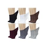 Ozzy Socks Kadın 6 Çift Bambu Lastiksiz Diabetik Bilek Çorap, Siyah-Beyaz-Antrasit-Gri-Bordo-Kahve, 36-40 Beden