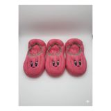 Ozzy Socks Kadın Pembe Yüz Desenli Uyku Patik Çorap, 35-40 Beden, 3'Lü Paket