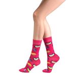 OZZY SOCKS Macaron Desenli Pamuklu Çorap - Kuru Kafalı Eğlenceli ve Rahat Tasarım Hediye Çorap (Fuşya / 39-42)