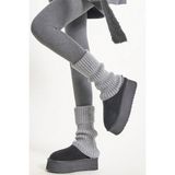 Ozzy Socks Original Premium Tozluk %100 Akrilik Triko Örgü Leg Warmer Ayak Isıtıcı Bej - 56 cm - Gri