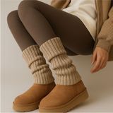 Ozzy Socks Original Premium Tozluk %100 Akrilik Triko Örgü Leg Warmer Ayak Isıtıcı Bej - 56 cm