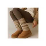 Ozzy Socks Original Premium Tozluk %100 Akrilik Triko Örgü Leg Warmer Ayak Isıtıcı Bej