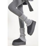 Ozzy Socks Original Premium Tozluk,%100 Akrilik Triko Örgü Leg Warmer, Gri