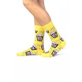 OZZY SOCKS Pop Corn Desenli Pamuklu Çorap - Patlamış Mısır Desenli Eğlenceli ve Rahat Tasarım Hediye Çorap (Sarı, 39-42)