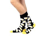 OZZY SOCKS Yumurta Desenli Pamuklu Çorap - Desenli Eğlenceli ve Rahat Tasarım Hediye Çorap (Siyah / 43-46)