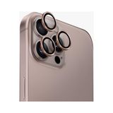 OzzyCase Apple iPhone 16 Pro Max İle Uyumlu Metal Çerçeveli Kamera Koruma Lensi,Çöl Titanyum