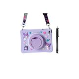 OzzyCase iPad 10 Nesil 9 İnç İle Uyumlu A2696 A2757 Kuromi Standlı Askılı Tablet Kılıfı+Tablet Kalemi,Lila