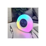 OzzyCase P11 Mini Hifi Bluetooth Hoparlör İle Uyumlu Speaker Fm Radyo Saat & Çalar Led Ambiyans Işık,Çok Renkli