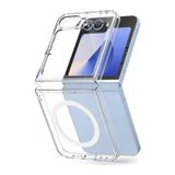 OzzyCase Samsung Galaxy Z Flip 6 İle Uyumlu Magsafe Sararmaz Şeffaf Sert Mika Silikon Kılıf,Şeffaf
