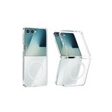 OzzyCase Samsung Galaxy Z Flip 7 İle Uyumlu Magsafe Sararmaz Şeffaf Sert Mika Silikon Kılıf,Şeffaf