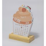 Ozzypix 2026 Yılı Masaüstü Takvim, Cupcake Takvim, Ahşap Standlı Yeni Yıl Takvimi, 9X12 cm