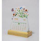 Ozzypix Minimal Çiçek Tasarımı 2026 Yılı Masaüstü Takvim, Ahşap Standlı Mini Takvim, 9X11 cm