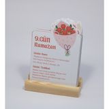 Ozzypix Özel Kesim Çiçekli Ramazan Takvimi - Ahşap Standlı Günlük Dua ve Tesbihat Kartları