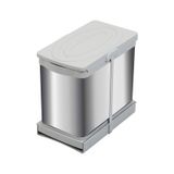 P-9455 12+12 Litre Gri Teleskopik Raylı Paslanmaz Çöp Kovası P-9455 Antrasit - Gri
