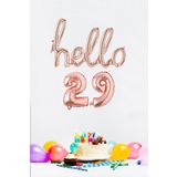 P.E.K.Shop 29 Yaş Doğum Günü Balonları - Hello 29 El Yazısı Rose Gold Renk Folyo Balon
