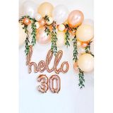 P.E.K.Shop 30 Yaş Doğum Günü Balonları - Hello 30 El Yazısı Rose Gold Renk Folyo Balon