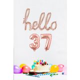 P.E.K.Shop 37 Yaş Doğum Günü Balonları - Hello 37 El Yazısı Rose Gold Renk Folyo Balon