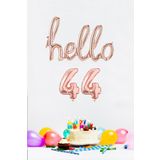 P.E.K.Shop 44 Yaş Doğum Günü Balonları - Hello 44 El Yazısı Rose Gold Renk Folyo Balon