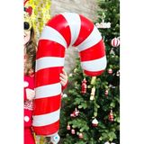 P.E.K.Shop Büyük Kırmızı Beyaz Baston Şeker Folyo Balon Yılbaşı Süslemesi Büyük Baston Şeker Balon 90cm