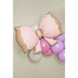 P.E.K.Shop Büyük Retro Fiyonk Folyo Balon PEMBE Retro Renkler Fiyonk Şekilli Folyo Balon 60x90cm