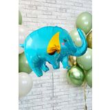 P.E.K.Shop Fil Folyo Balon Gold Detaylı Mavi Fil Balon Doğum Günü