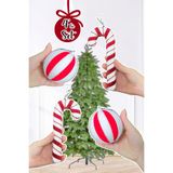 P.E.K.Shop Kırmızı Beyaz Baston Şeker ve Top Yılbaşı Ağaç Süsleri Seti 4lü Paket