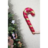 P.E.K.Shop Kırmızı Gold Baston Şeker Folyo Balon Gold Detaylı Baston Şeker Yılbaşı Balonu 73x36cm