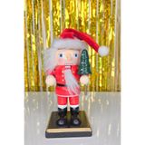 P.E.K.Shop Noel Baba Fındıkkıran Masa Üstü Süs Obje Şapkalı Noel Baba Yılbaşı Masa Süsü 16cm