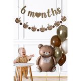 P.E.K.Shop Retro Ayı 6 Aylık, Yarım Yaş Partisi Süsleme Seti Retro Ayı Balon 6 Months Bannerlı Balon Seti