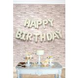 P.E.K.Shop Retro Krem Happy Birthday Harf Balonlar Retro Doğum Günü Balon Seti