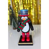 P.E.K.Shop Sevimli Penguen Fındıkkıran Masa Üstü Süs Obje Atkılı Penguen Yılbaşı Masa Süsü 16cm