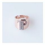 P Harfi Baget Taşlı Rose Gold Kaplama Gümüş Yüzük