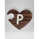 P Harfi (Sağ Parça) – Ahşap Puzzle Kalp Harf Magnet – Buzdolabı Süsü – İkili Uyumlu (kod:1028)