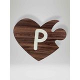 P Harfi (Sol Parça) – Ahşap Puzzle Kalp Harf Magnet – Buzdolabı Süsü – İkili Uyumlu (kod:1027)