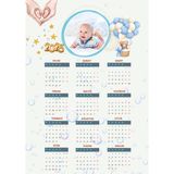 P Parla 2025 Takvimi Kişiye Özel Erkek Bebek Uçan Balon Su Damlalı Tasarım