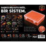 P-Serisi 24’lü Plastik Şeffaf Turuncu Kutu Seti 24 Küçük 1 Büyük Modüler Saklama, Organizer, Ambalaj Sistemi