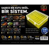 P-Serisi PS-24S 24’lü Plastik Şeffaf Sarı Kutu Seti–24 Küçük Kutu Modüler Saklama, Organizer, Ambalaj